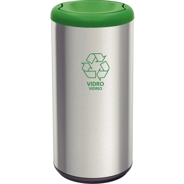 Basurero Acero Inoxidable 40L Tramontina Tapa Vaivén Verde | Calidad Premium