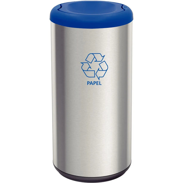 Basurero Acero Inoxidable 40L Tramontina Tapa Vaivén Azul