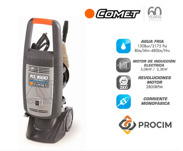 Hidrolavadora Comet KL1600 GOLD 7/140 Agua Fría 220V - Potencia y Eficiencia