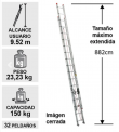 ESCALERA DE ALUMINIO TELESCOPICA 32 PELDAOS CUPRUM