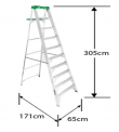 ESCALERA ALUMINIO TIJERA 10 PELDAOS 3.05 M. CUPRUM