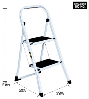 ESCALERA TABURETE ACERO 2 PELDAOS COMPACTO MAGNA