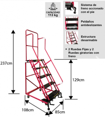 ESCALERA TIPO AVION ACERO 5 PELDAOS 1.2 MTS FABRICACION NACIONAL