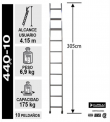 ESCALERA ALUMINIO RECTA SIMPLE 3.05 M. 10 PELDAOS CUPRUM