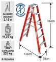 ESCALERA FIBRA DE VIDRIO DOBLE ACCESO 1.83M / 6P 