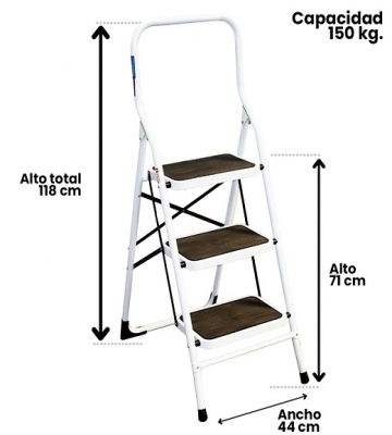 TABURETE METALICO 3 PELDAOS CON ASA