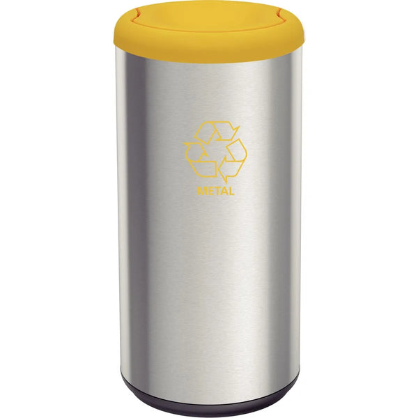 Basurero Acero Inoxidable 40L Tramontina con Tapa Vaivén Amarilla