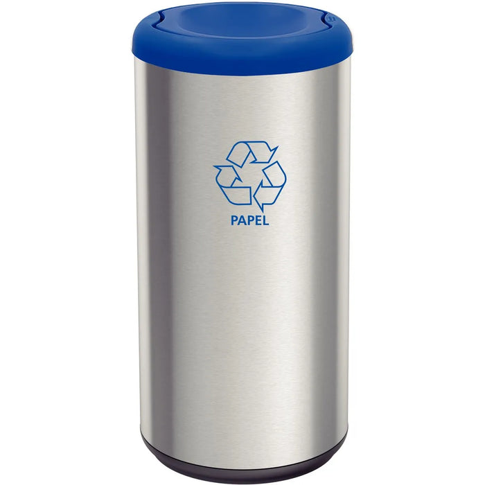 Basurero Acero Inoxidable 40L Tramontina Tapa Vaivén Azul