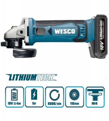 Esmeril Angular Inalámbrico Wesco WS2941 4 1/2