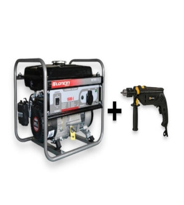 Kit Generador Loncin LC-1600J 220V Gasolina + Taladro 850W