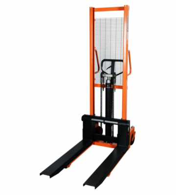 Apilador Manual Noblelift SFH-1016 de 1000 Kilos, color amarillo y negro, operando en bodega.