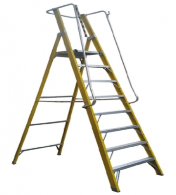 Escalera Fibra Vidrio Plataforma 8 Peldaños | Doble Baranda