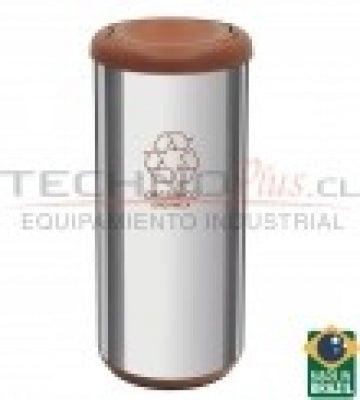Basurero Tramontina 40L Acero Inox Tapa Vaivén Café | PROCIM